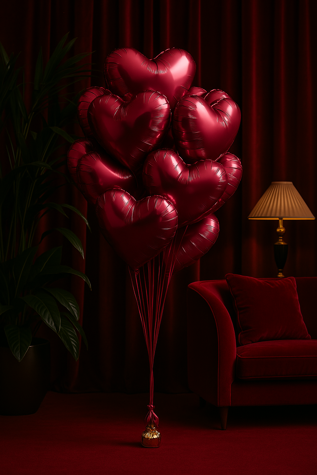 Sangria Heart Balloon Send Bouquet